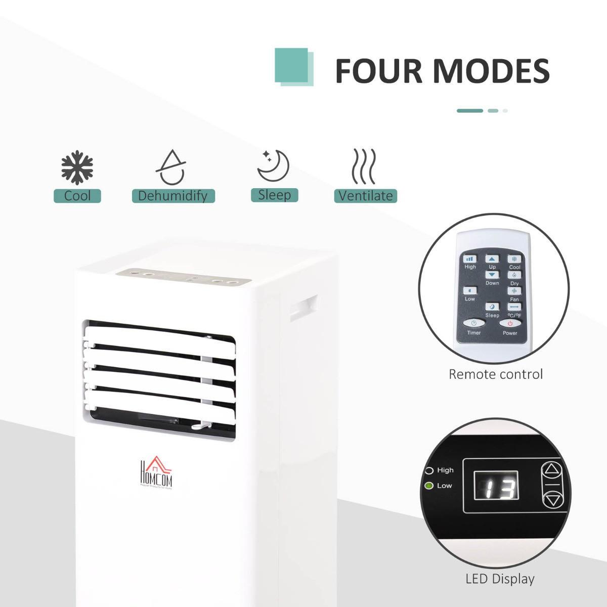 Homcom Portable Air Conditioner Unit, White - 5000 BTU>