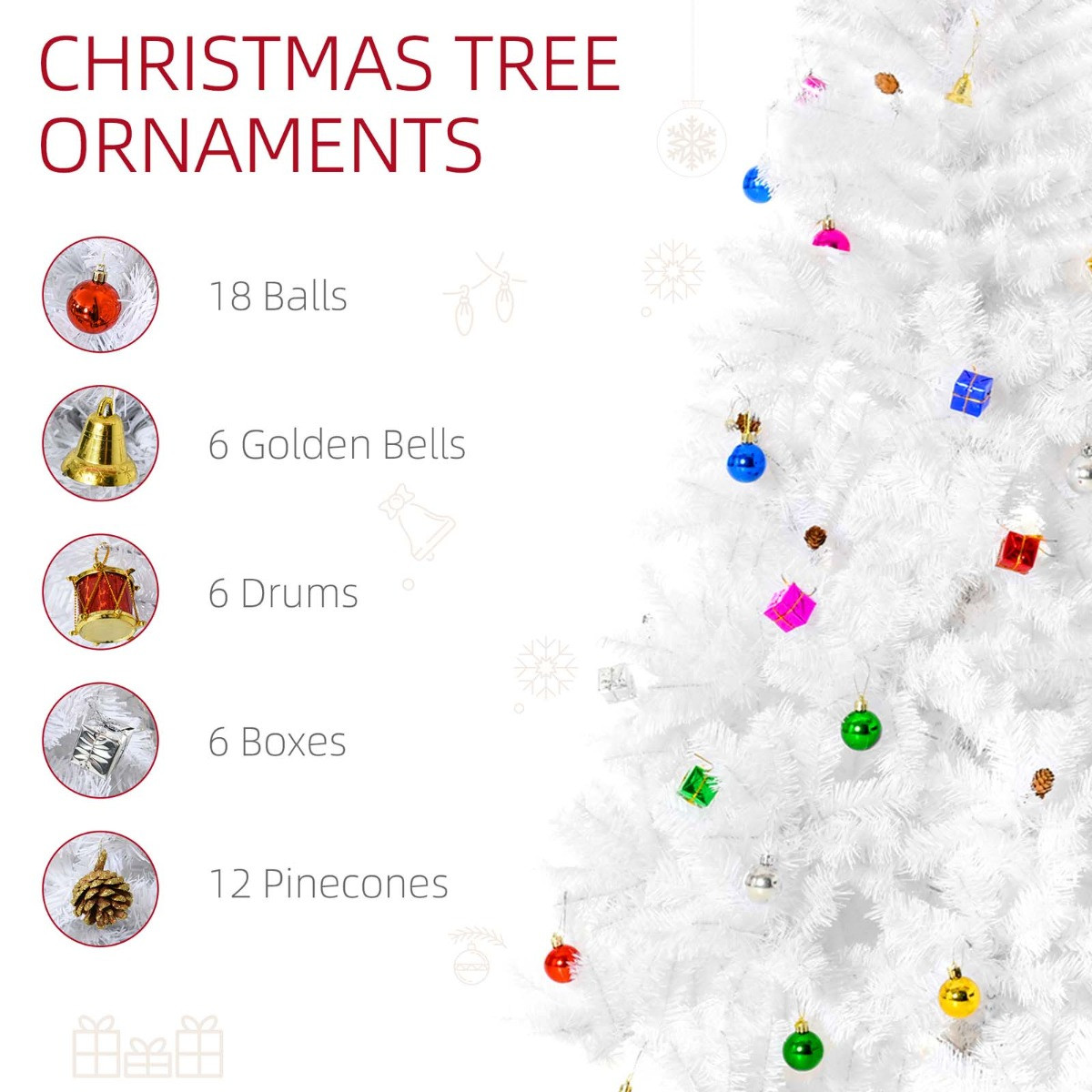 OHS Artificial Christmas Tree, White - 6ft>