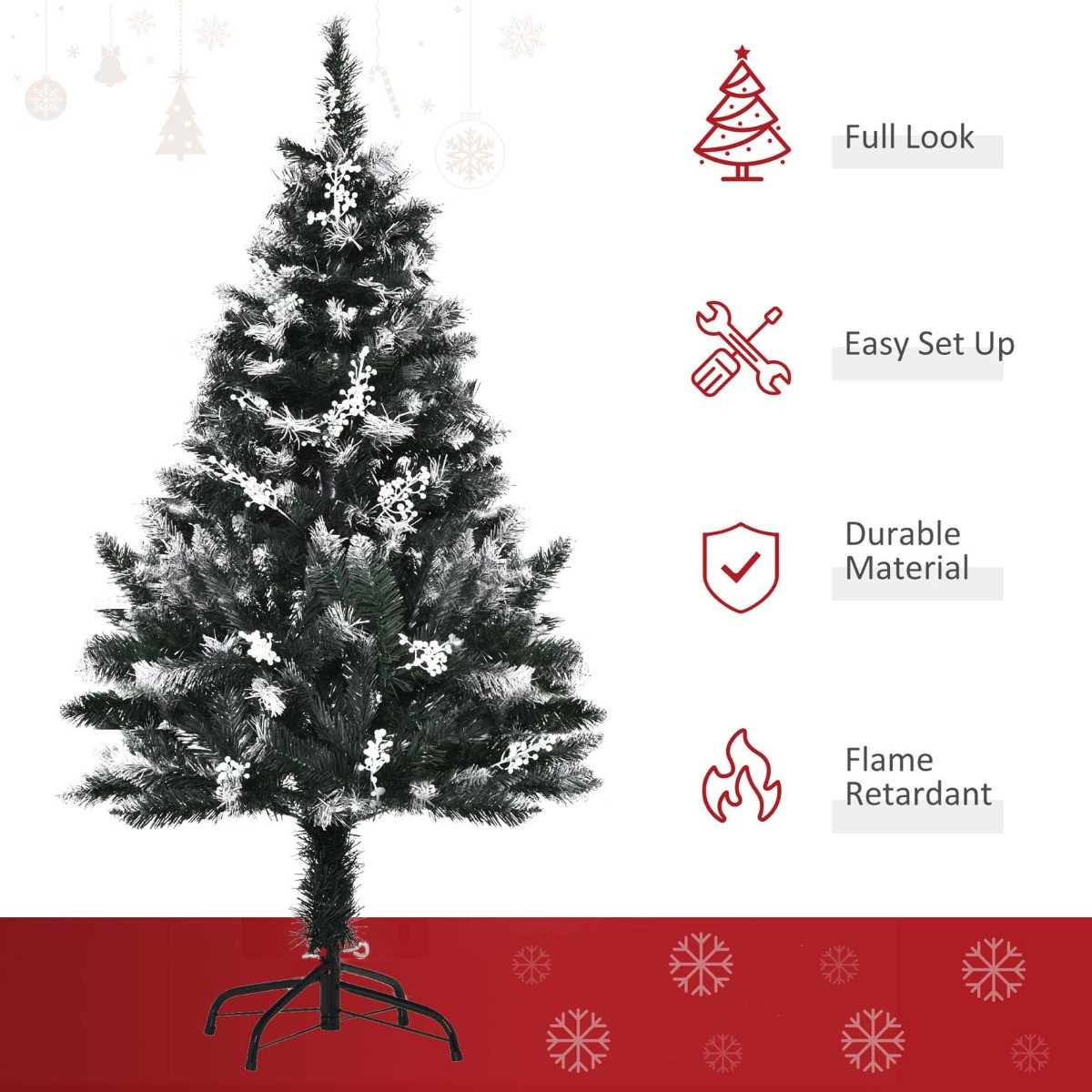 OHS Artificial Snow Dipped Christmas Tree, Dark Green - 4ft>