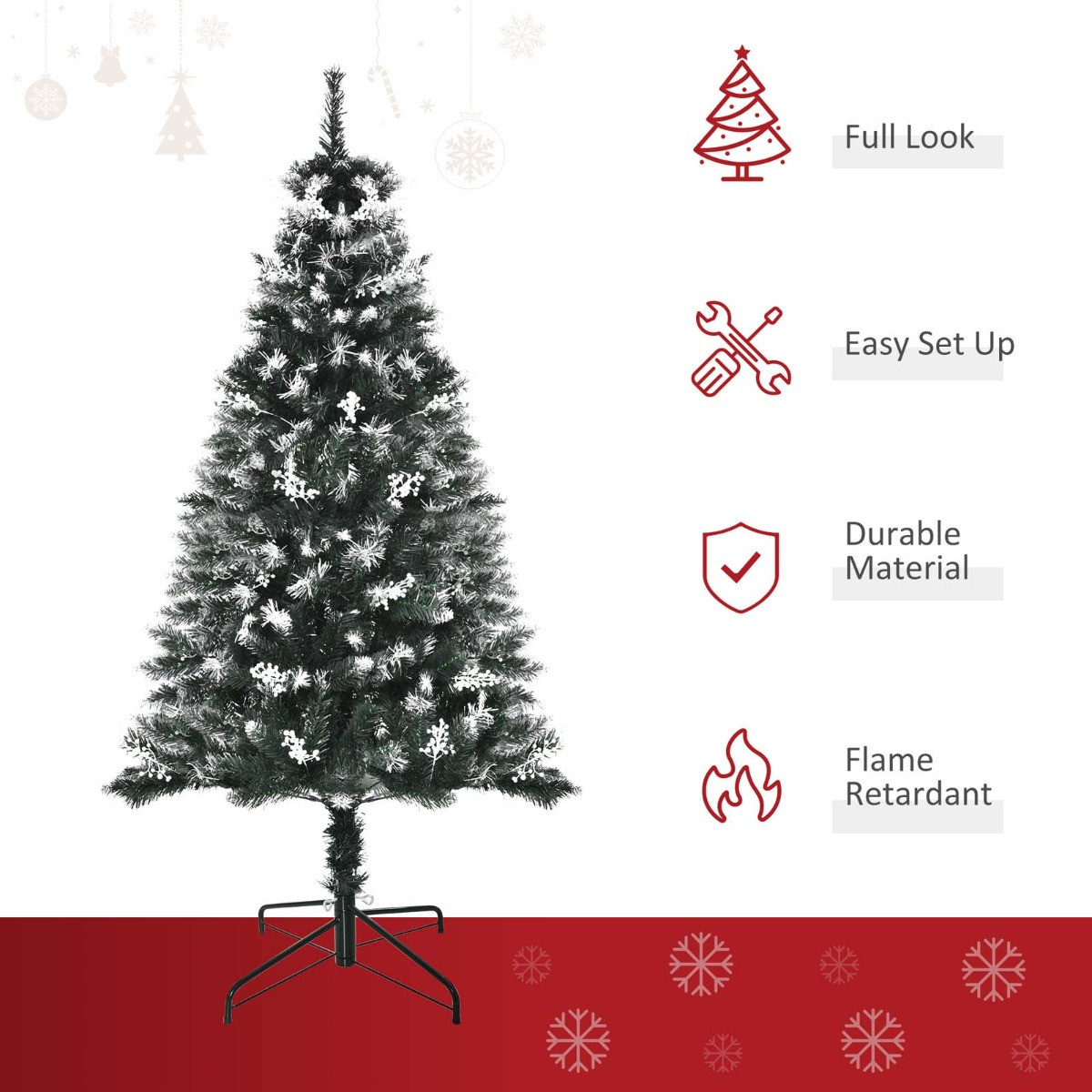 OHS Artificial Snow Dipped Christmas Tree, Dark Green - 5ft>