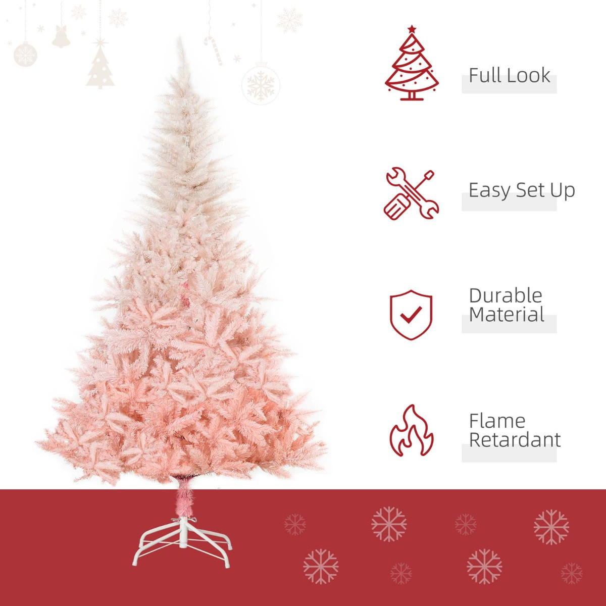 OHS Artificial Christmas Tree, Pink Ombre - 6ft>