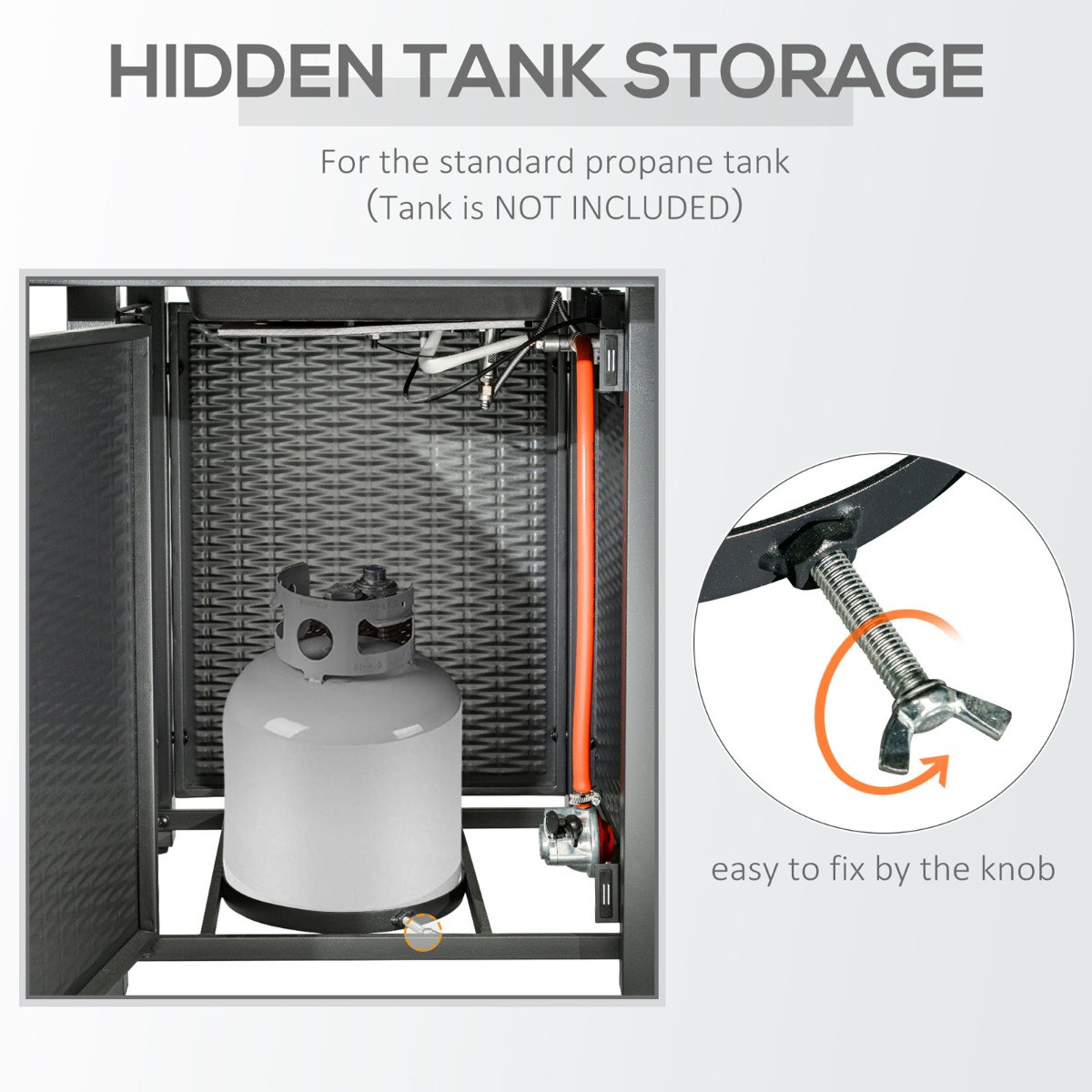 Outsunny Square Propane Gas Fire Pit Table - Black>