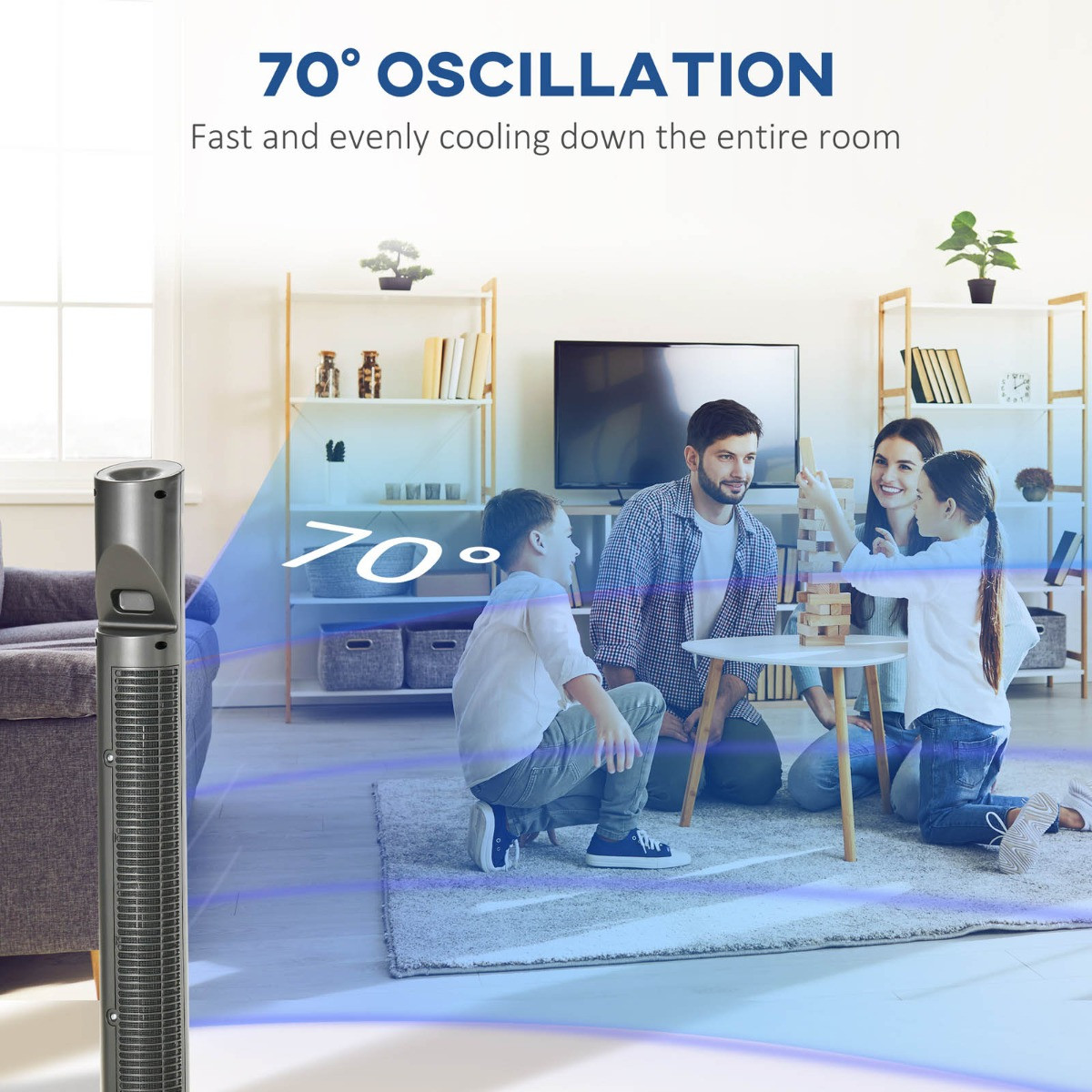 Homcom 46" Ionizing Tower Fan With Air Filter - Grey>