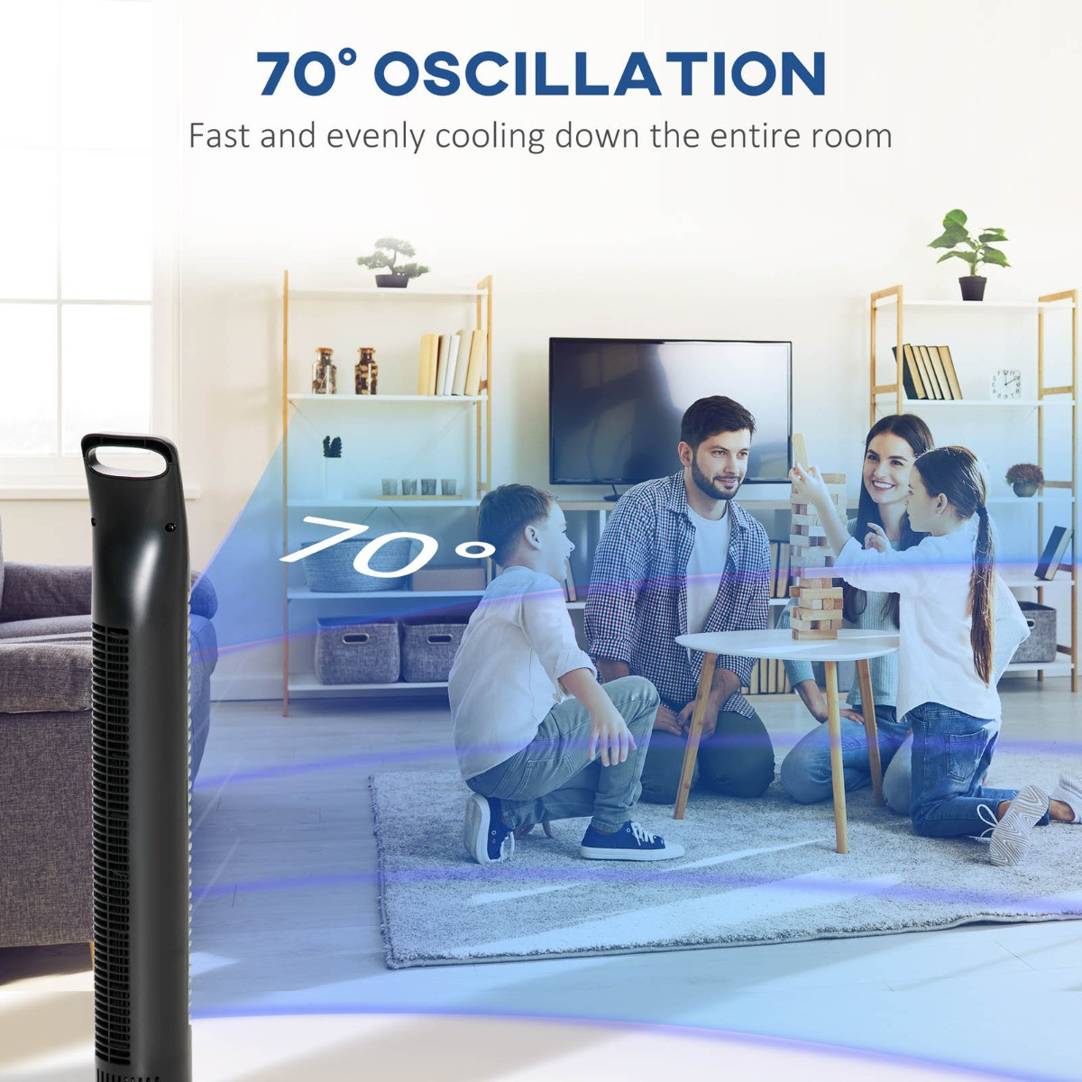 Homcom 31" Oscillating Tower Fan - Black>