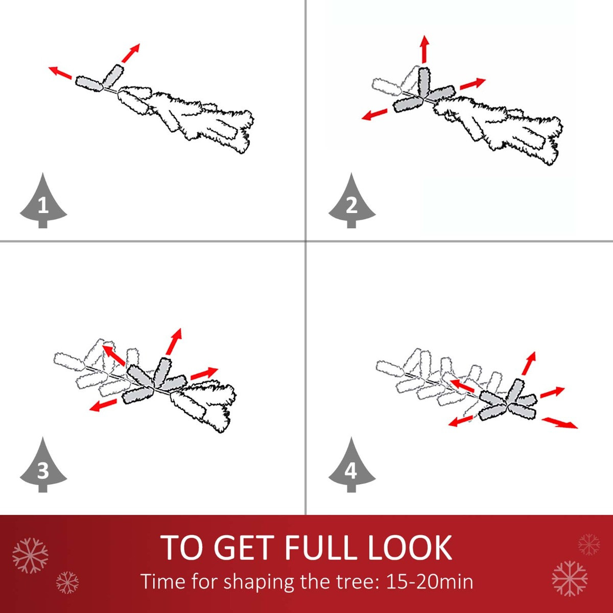 OHS Pre-Lit Artificial Snow Flocked Christmas Tree With Warm LED Lights, Green/White - 6ft>