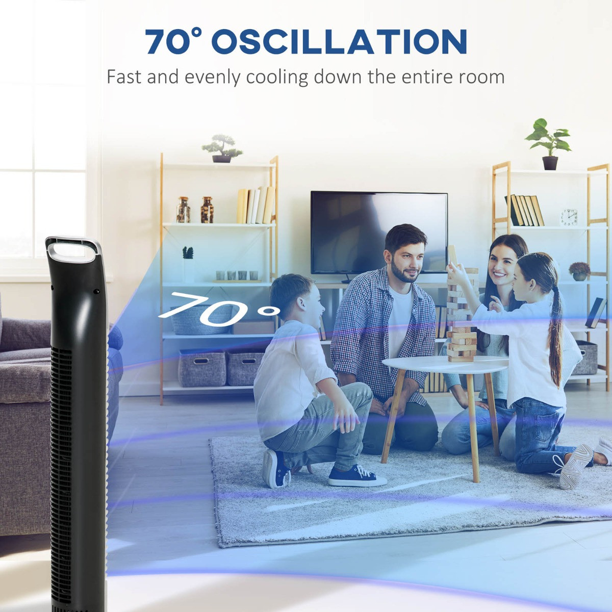 Homcom 30" Oscillating LED Tower Fan - Silver>