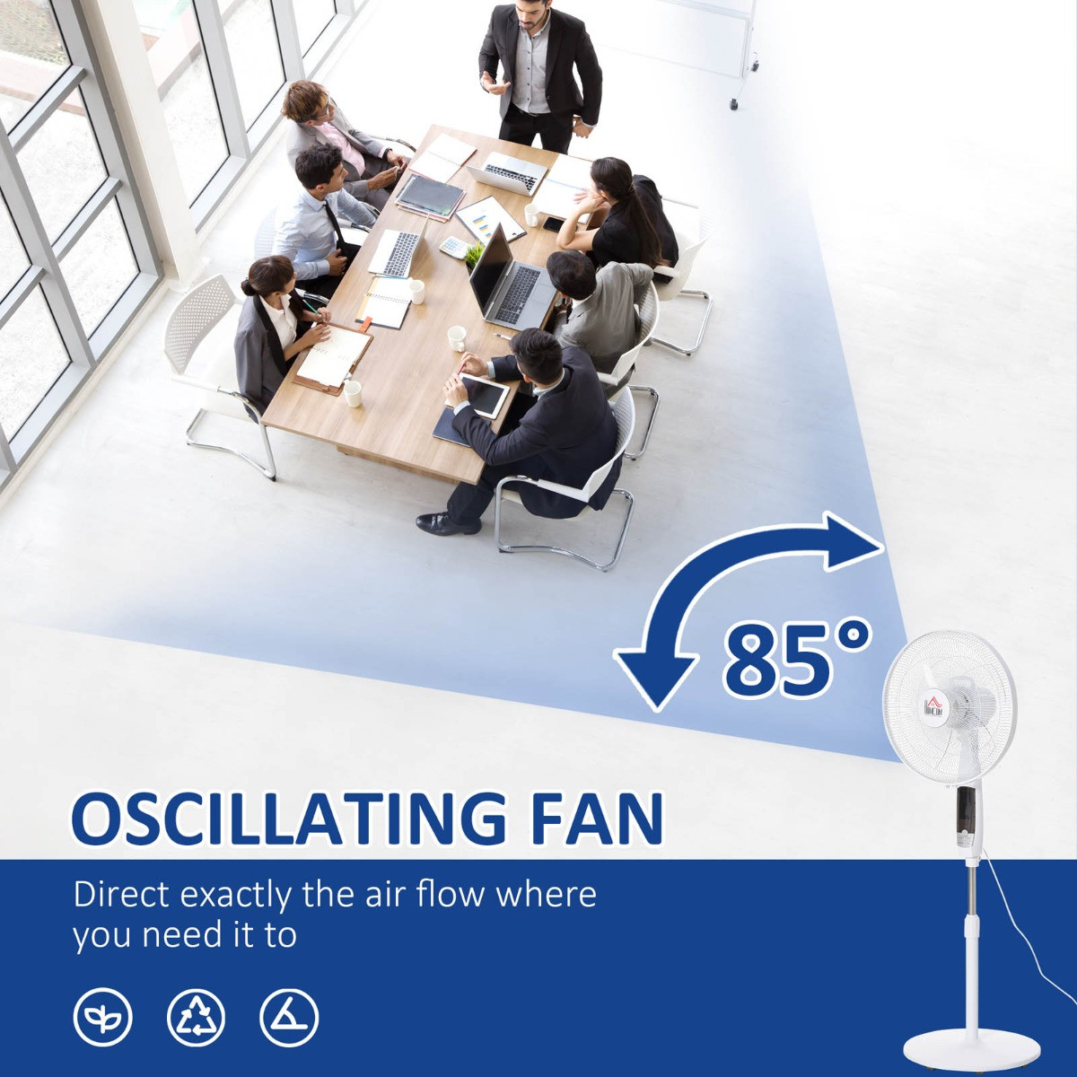 Homcom 54" LED Pedestal Fan - White>
