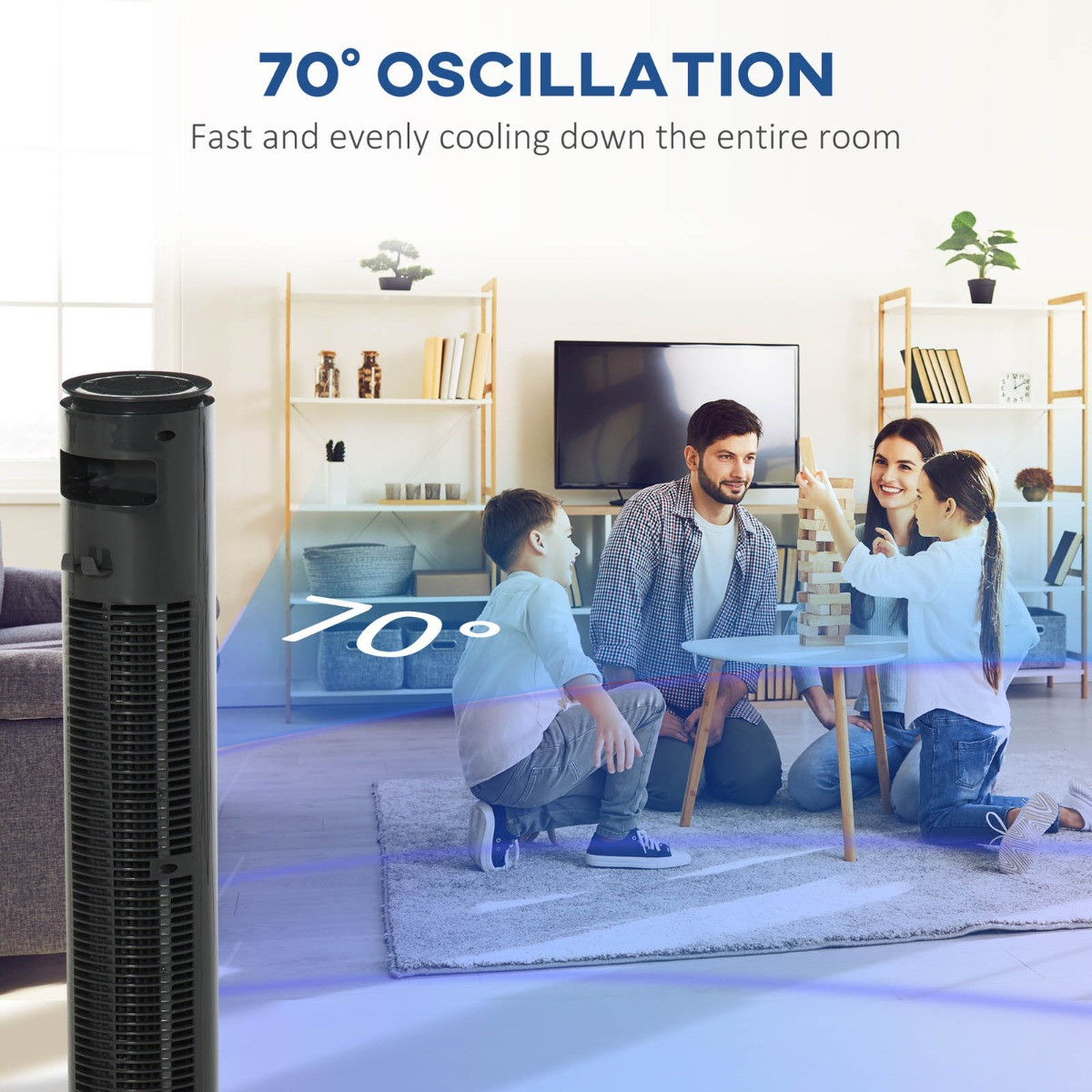 Homcom 30" Oscillating LED Tower Fan - Black>