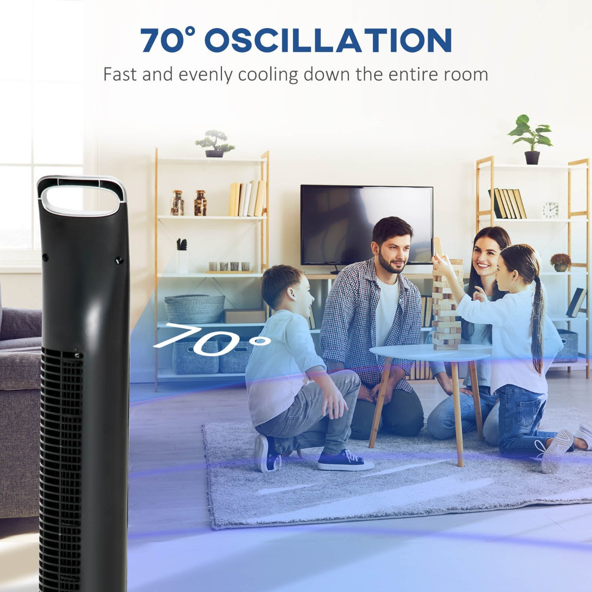 Homcom 36" Oscillating LED Tower Fan - Silver>