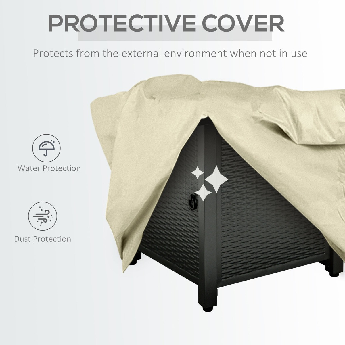 Outsunny Square Propane Gas Fire Pit Table - Black>