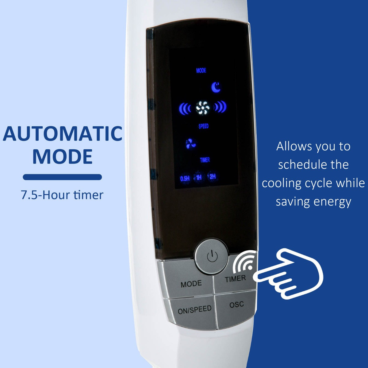 Homcom 54" LED Pedestal Fan - White>