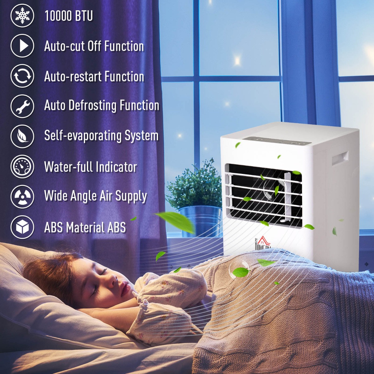Homcom Portable Air Conditioner With Remote Control, White - 10,000 BTU>