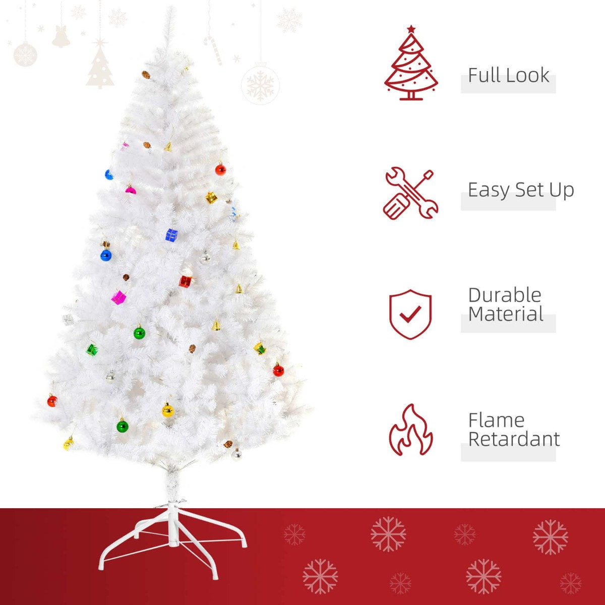 OHS Artificial Christmas Tree, White - 6ft>
