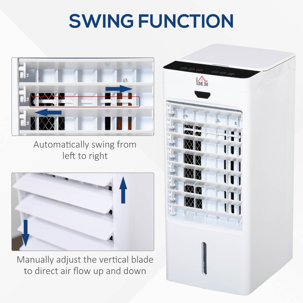 Homcom Portable Evaporative Humidifier Air Cooler - White>