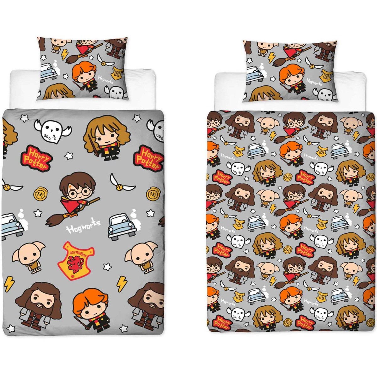 Harry Potter Reversible Duvet Set, Grey - Single>