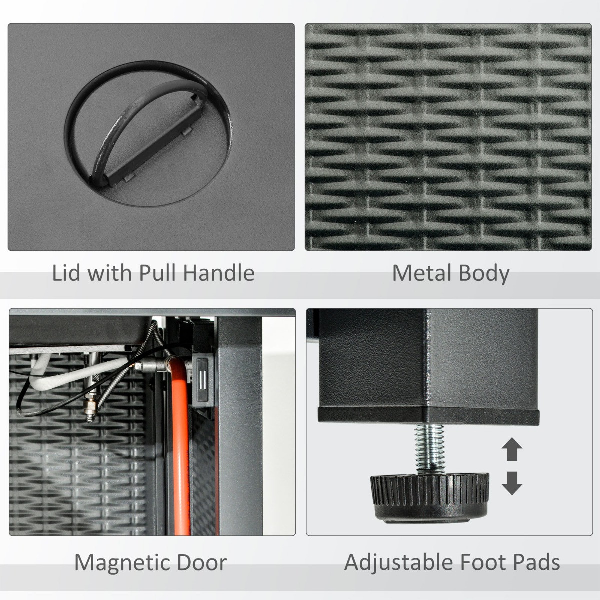 Outsunny Square Propane Gas Fire Pit Table - Black>