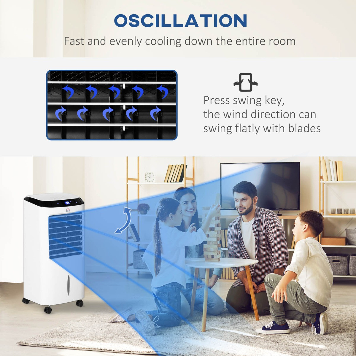 Homcom Portable Air Cooler Conditioner - White>