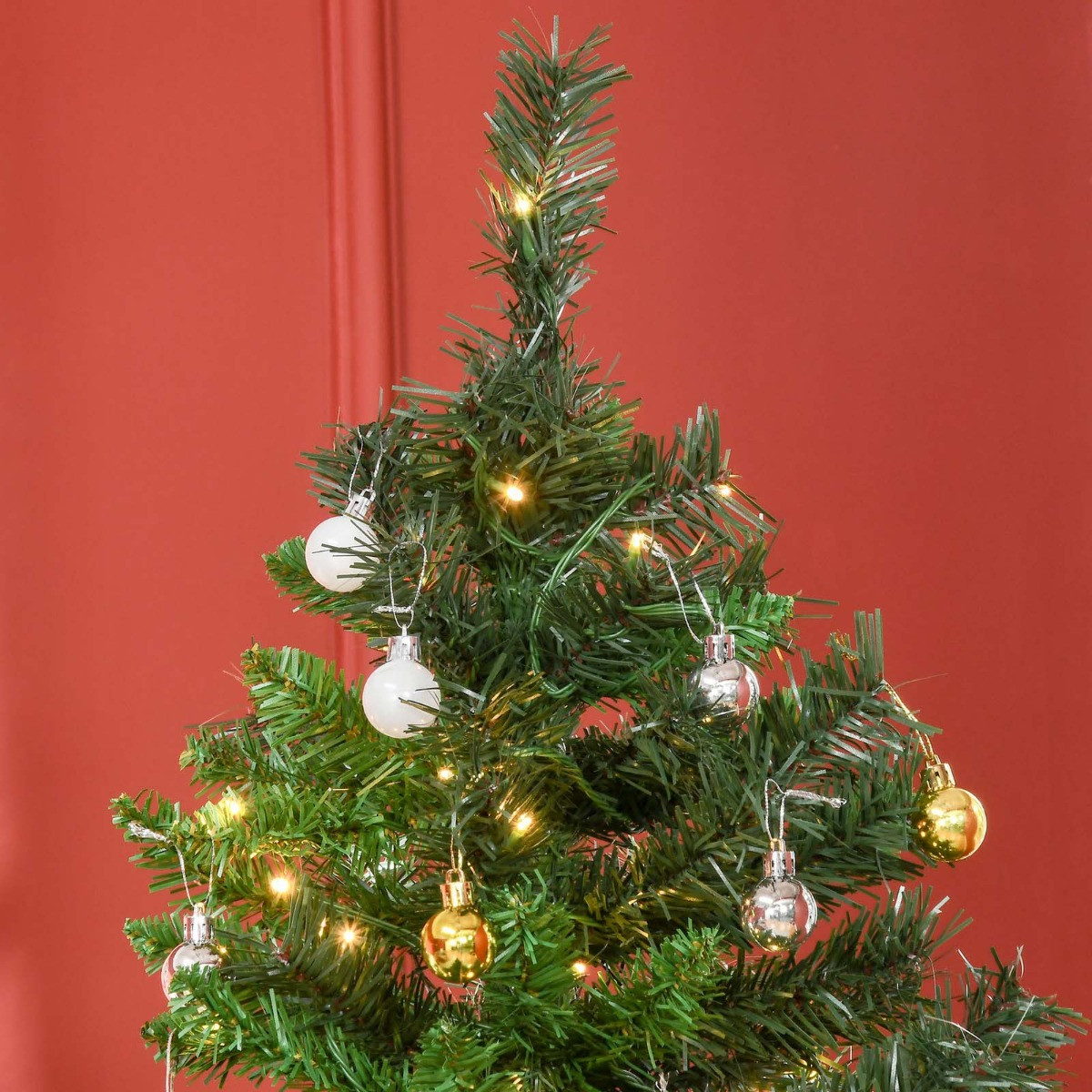 OHS Pre Lit Artificial Christmas Tree With Warm Led Lights, Green - 6ft>