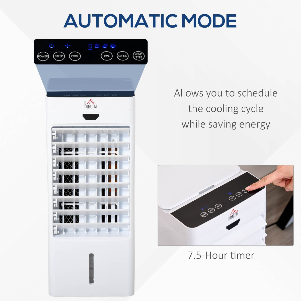 Homcom Portable Evaporative Humidifier Air Cooler - White>