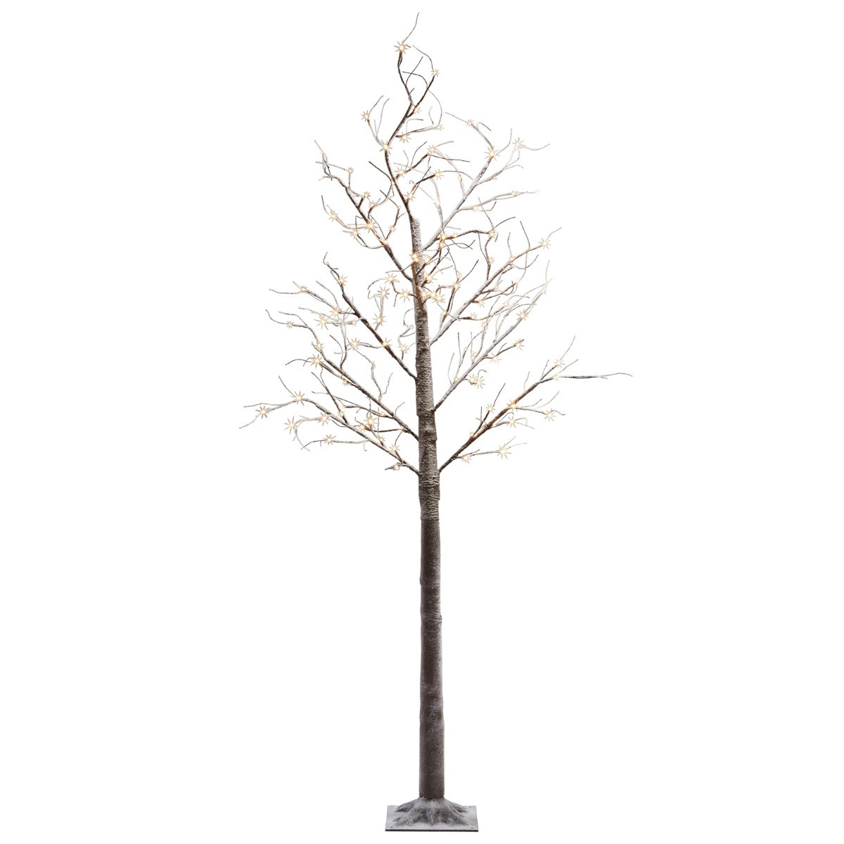 OHS Artificial Pre-Lit Snowy Twig Tree with Warm White LEDs, Brown - 6ft>