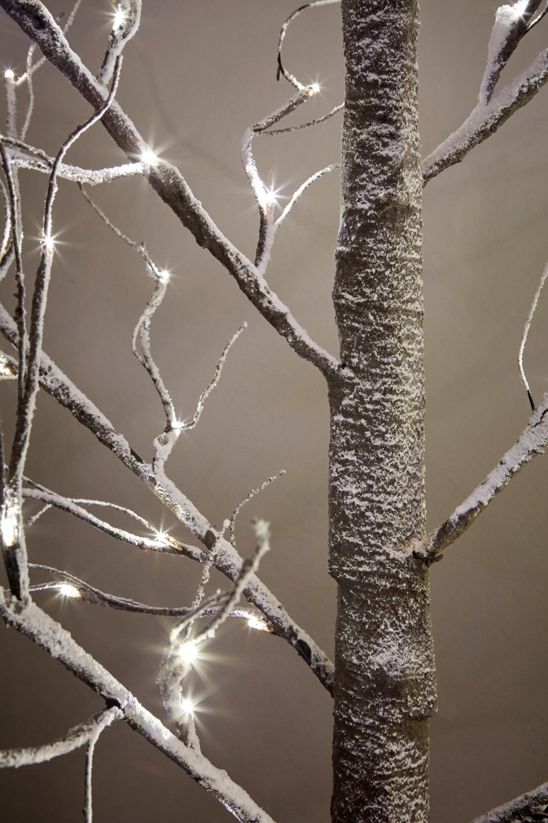 OHS Artificial Pre-Lit Snowy Twig Tree with Warm White LEDs, Brown - 6ft>
