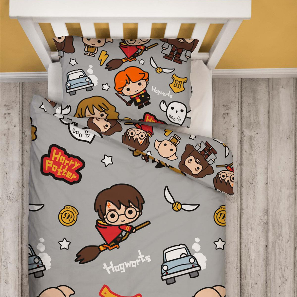 Harry Potter Reversible Duvet Set, Grey - Single>