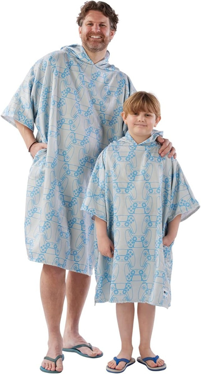 Playstation Drymee Classic Hooded Towel Poncho, Grey - Medium>