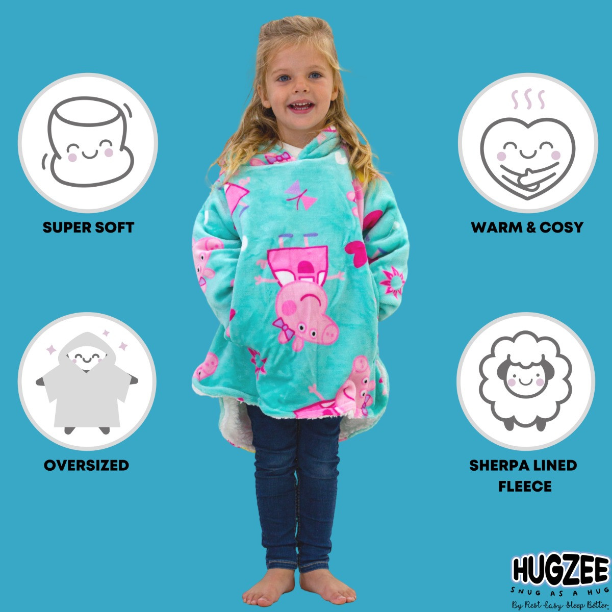 Peppa Pig Hoodie Blanket, Kids - Blue>