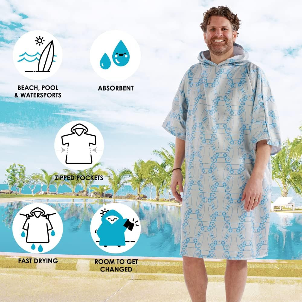 Playstation Drymee Hooded Towel Poncho - Grey>