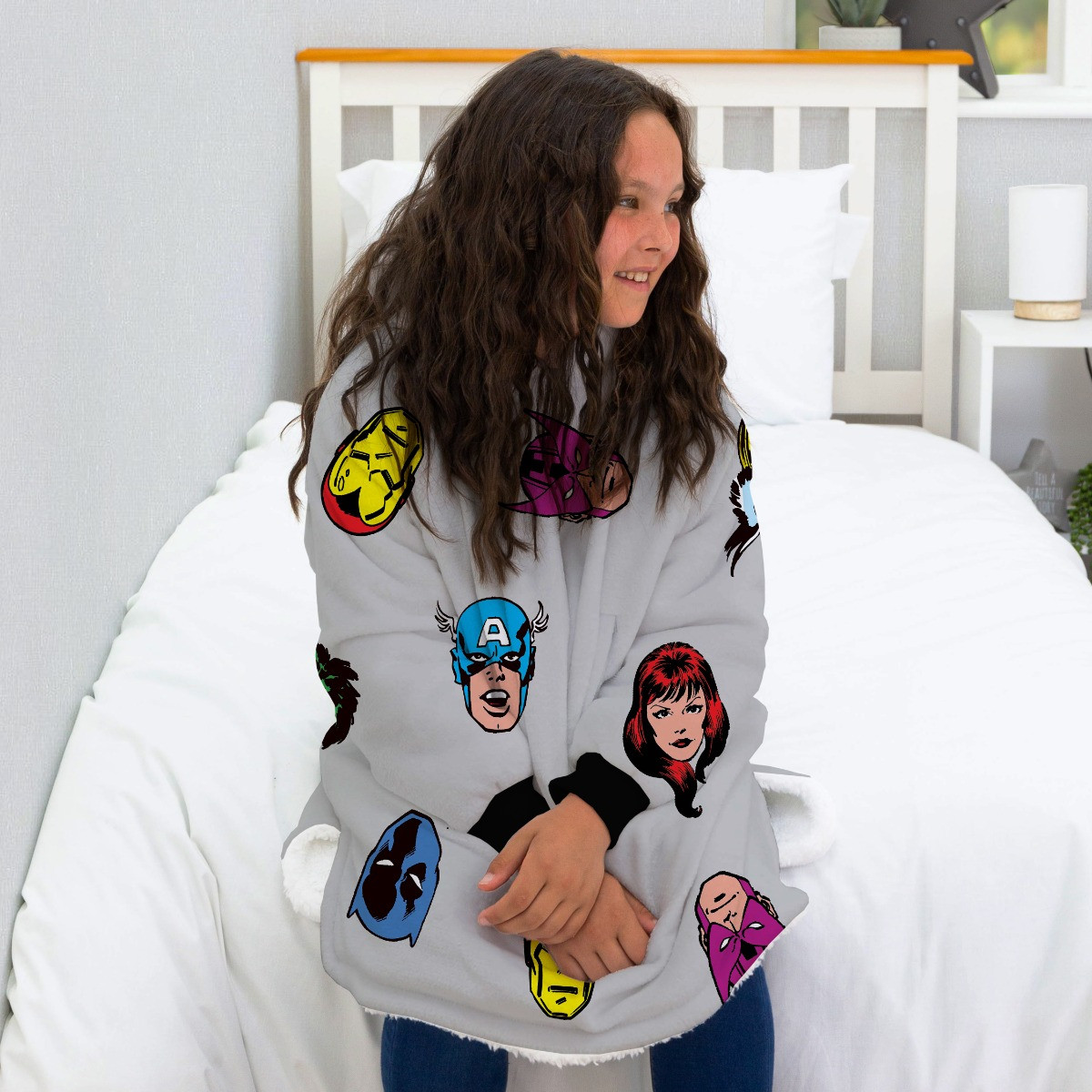 Marvel Comics Hoodie Blanket, Kids - Grey>