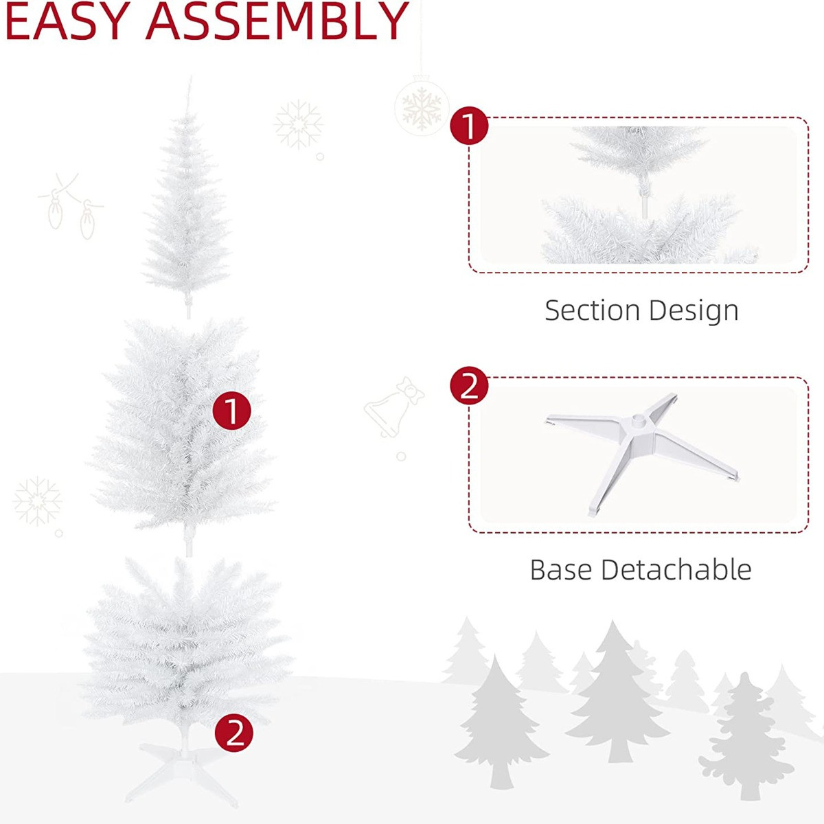 OHS Artificial Slim Christmas Tree, White - 6ft>