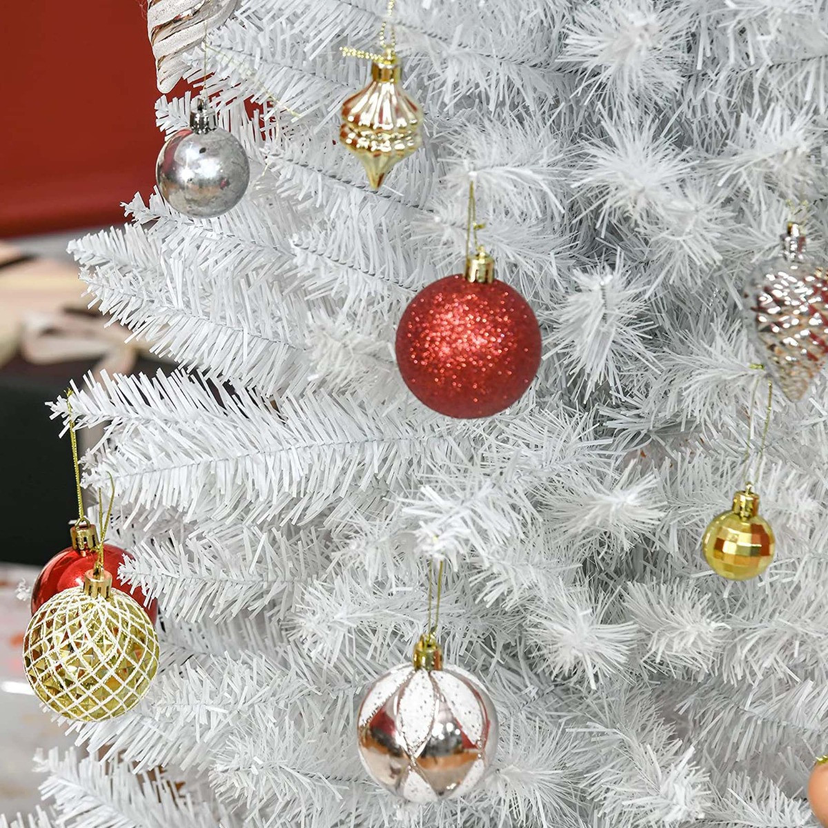 OHS Artificial Slim Christmas Tree, White - 6ft>