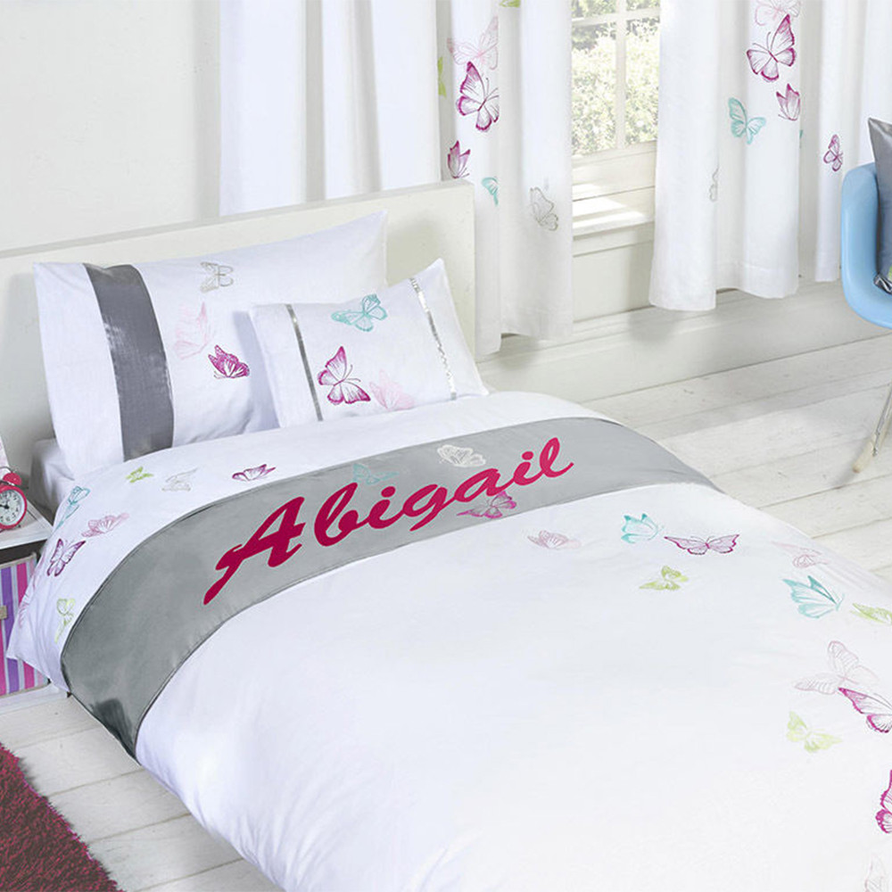 Tobias Baker Personalised Butterfly Duvet Cover Pillow Case Bedding Set - Abigail, Double>