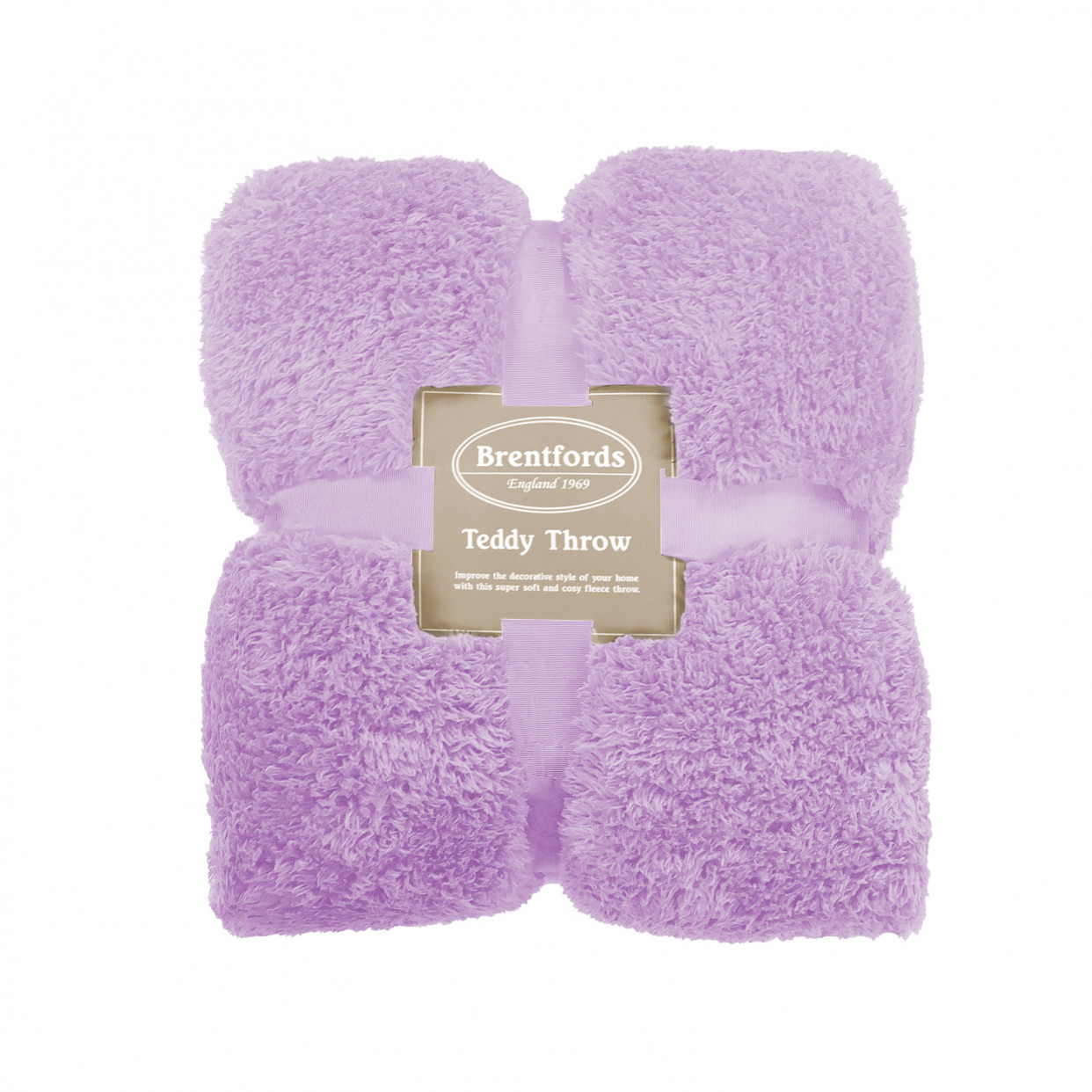 Brentfords Teddy Fleece Throw Over Blanket, Lilac Purple - 100 x 150cm>
