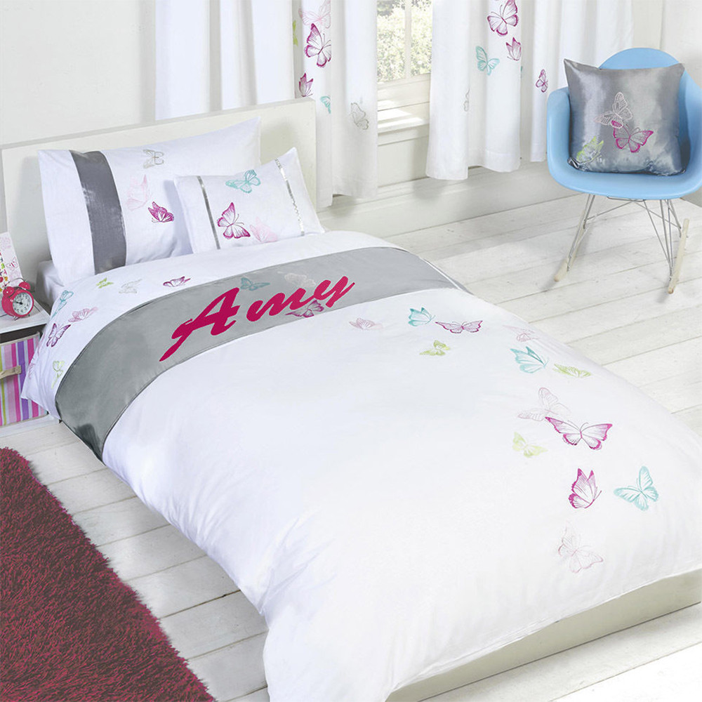 Tobias Baker Personalised Butterfly Duvet Cover Pillow Case Bedding Set - Amy, Single>