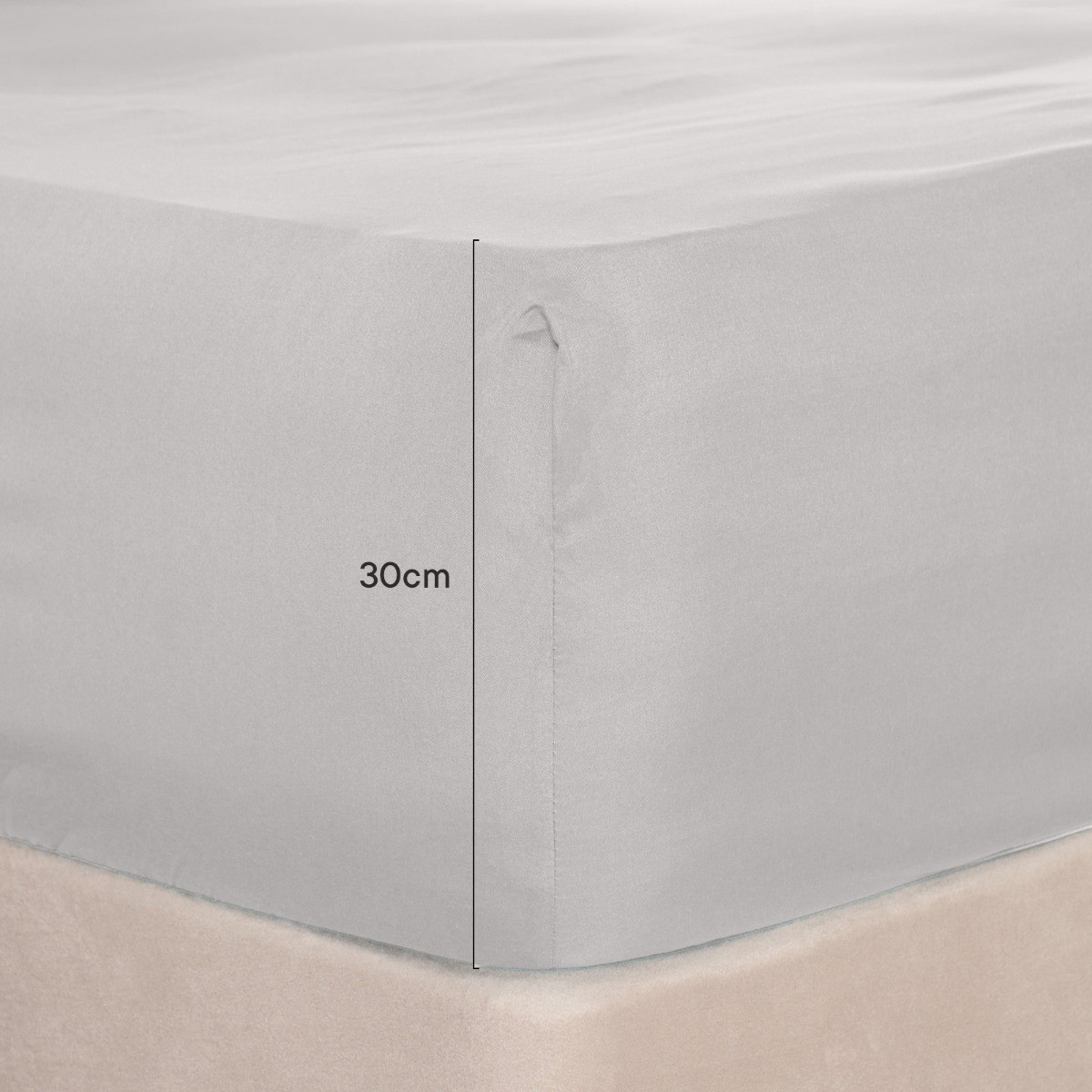 OHS Plain Dyed Deep Fitted Sheet, Silver - Single>