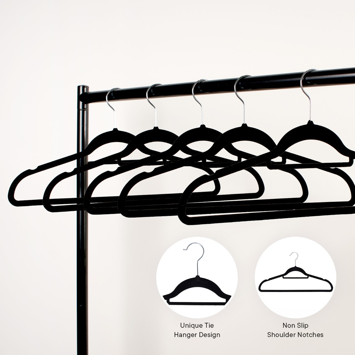 OHS 10 Piece Flocked Hangers Black