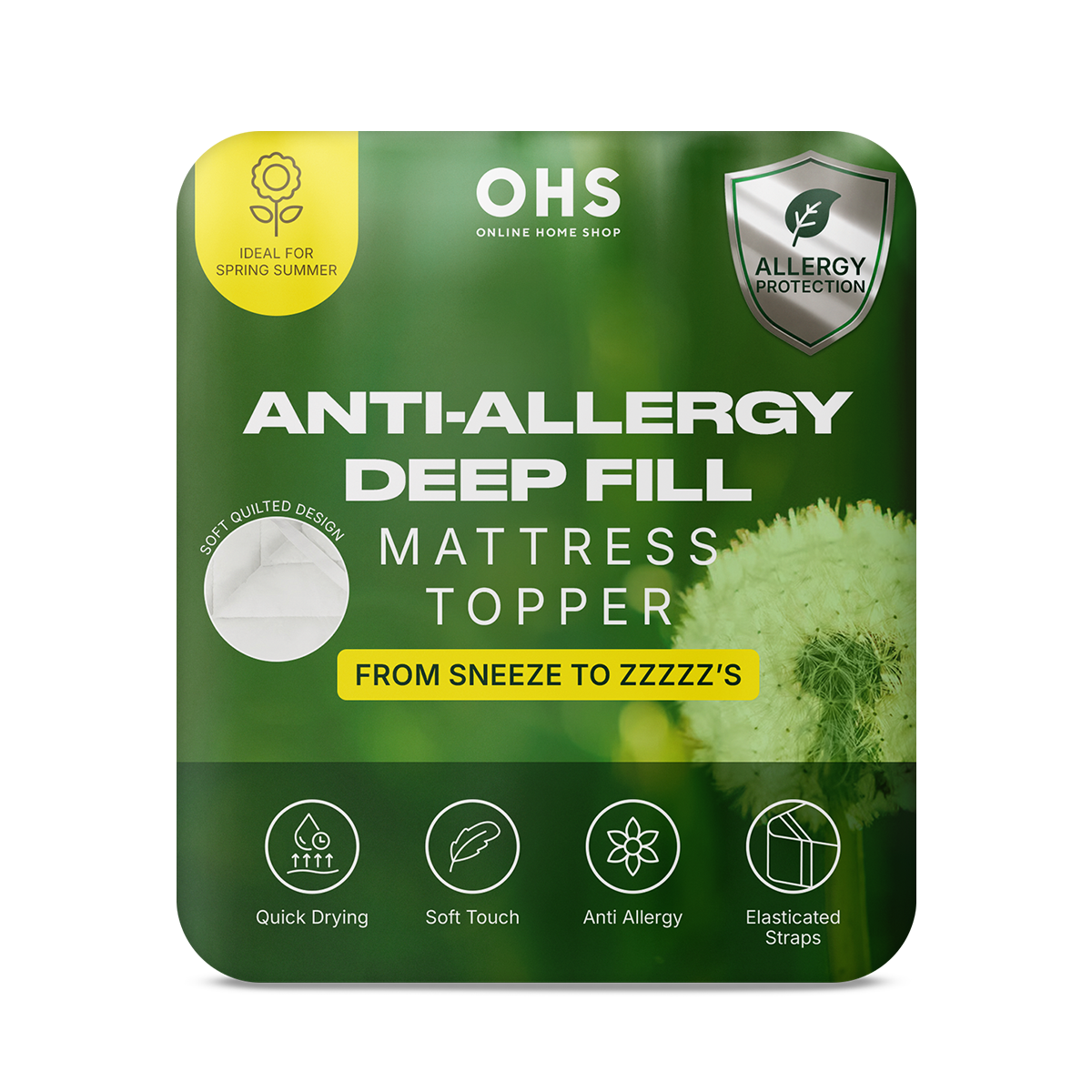 OHS Soft Touch Anti Allergy Deep Fill Mattress Topper>
