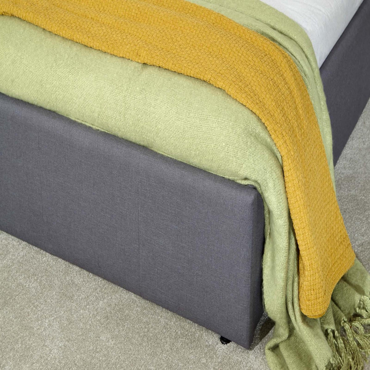 Ascot Upholstered Fabric Ottoman Storage Bed, 4ft 6 Double - Grey>