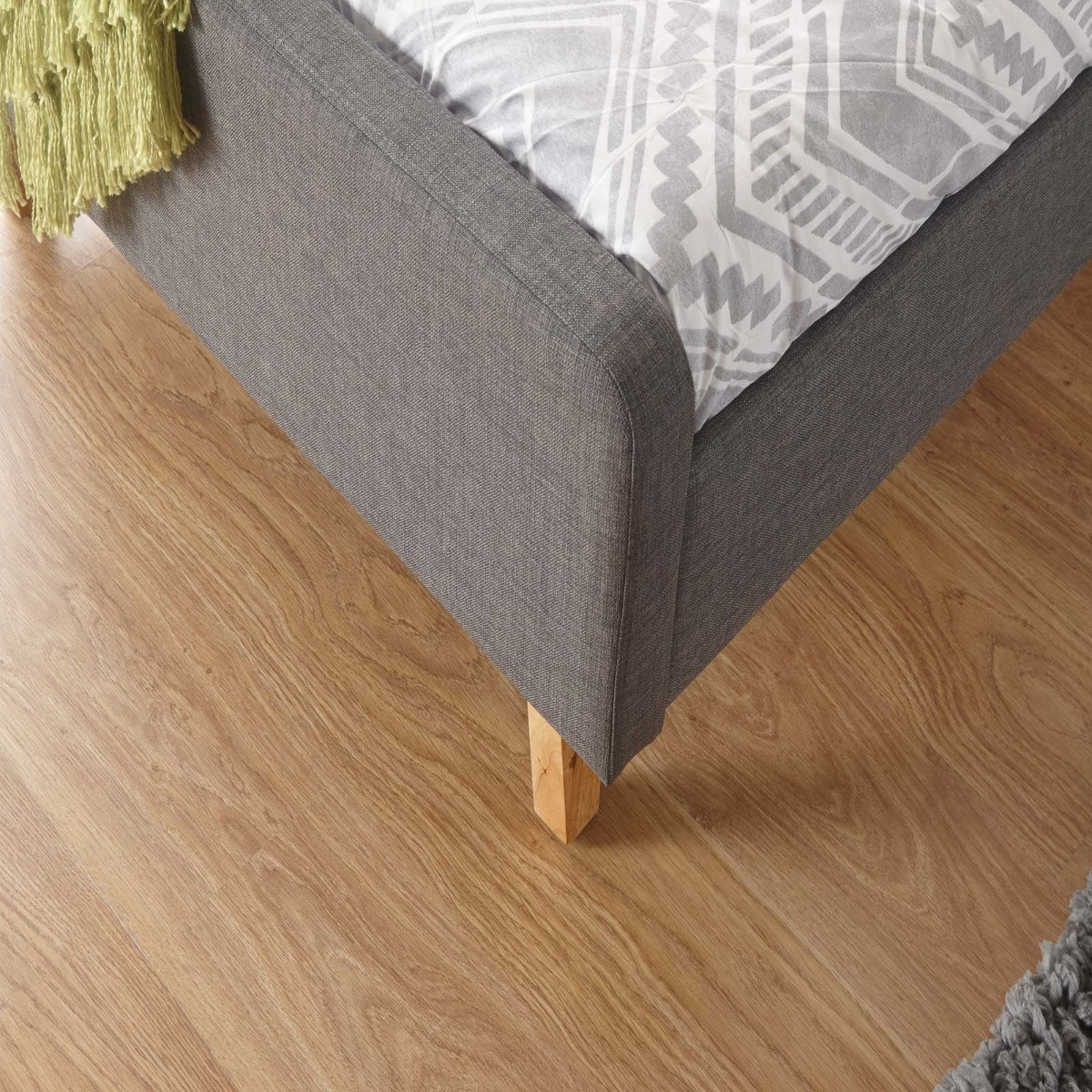 Ashbourne Upholstered Fabric Bed Frame, 5ft King - Grey>