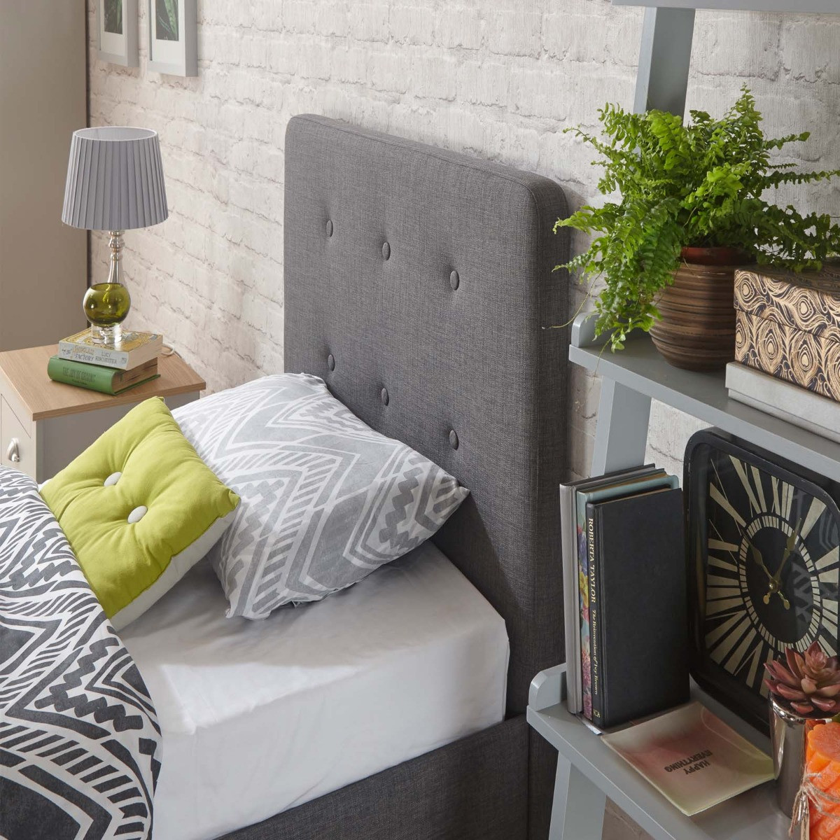 Ashbourne Upholstered Fabric Bed Frame, 5ft King - Grey>