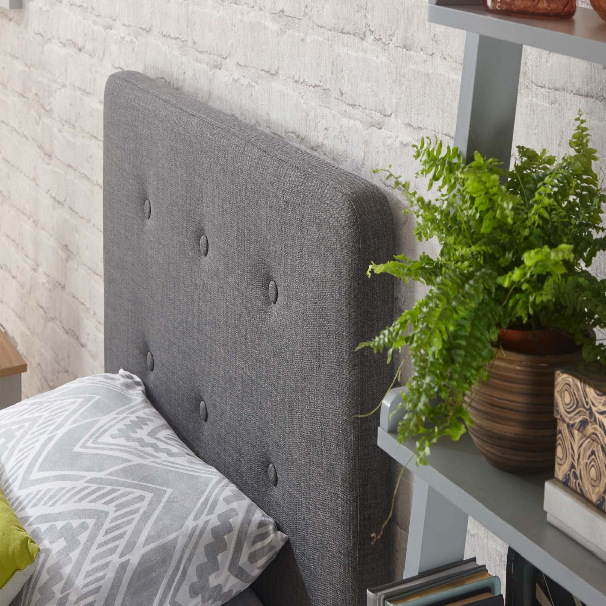 Ashbourne Upholstered Fabric Bed Frame, 5ft King - Grey>