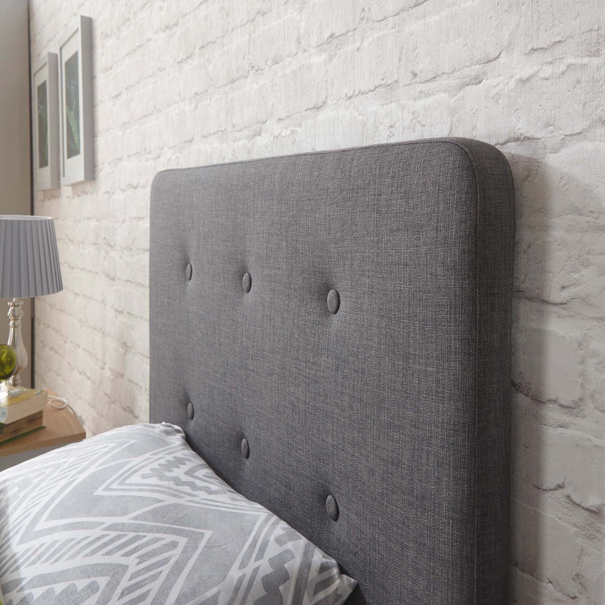 Ashbourne Upholstered Fabric Bed Frame, 5ft King - Grey>