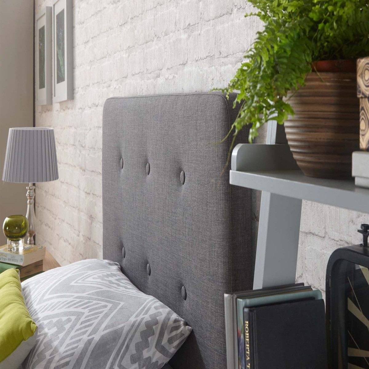 Ashbourne Upholstered Fabric Bed Frame, 3ft Single - Grey>