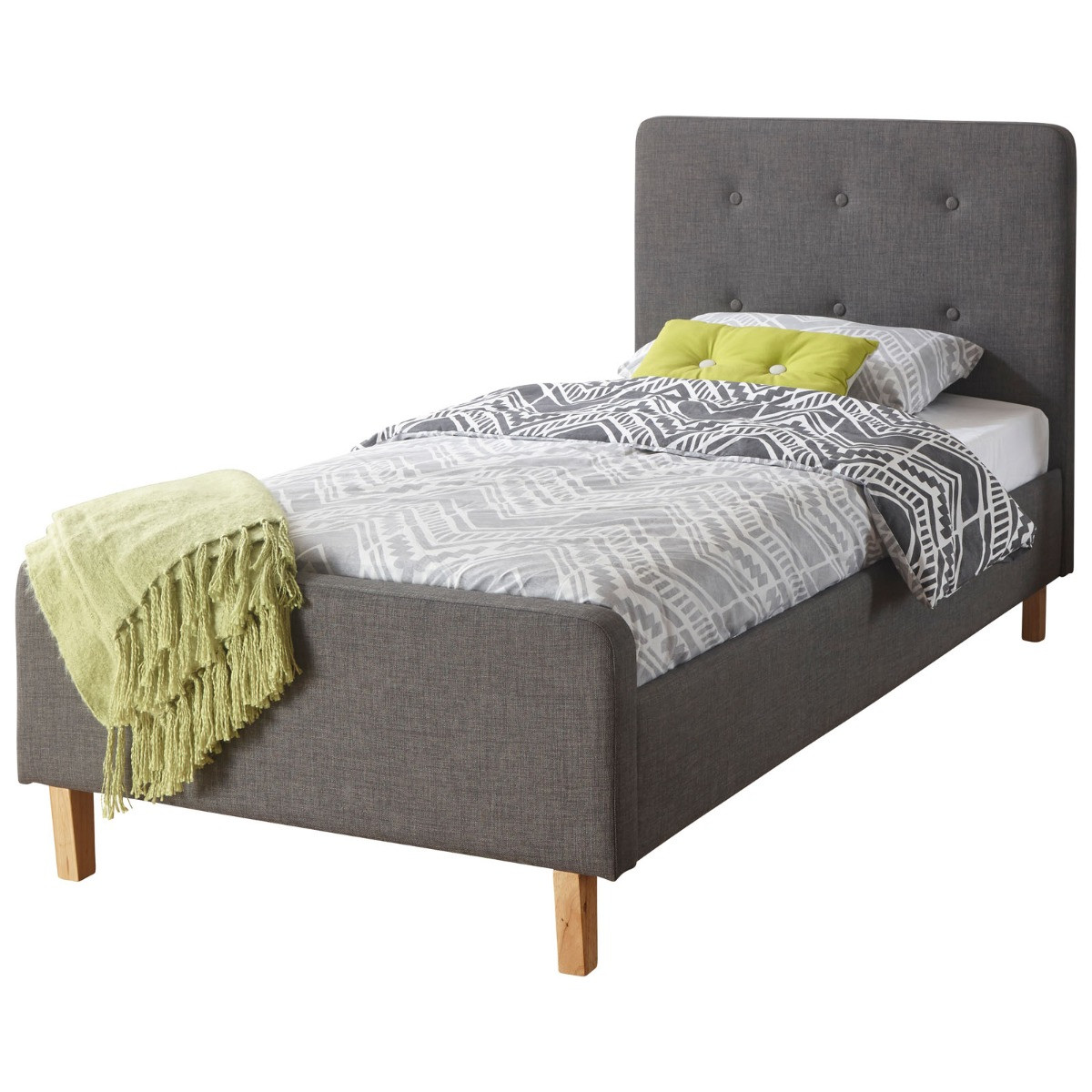 Ashbourne Upholstered Fabric Bed Frame, 3ft Single - Grey>