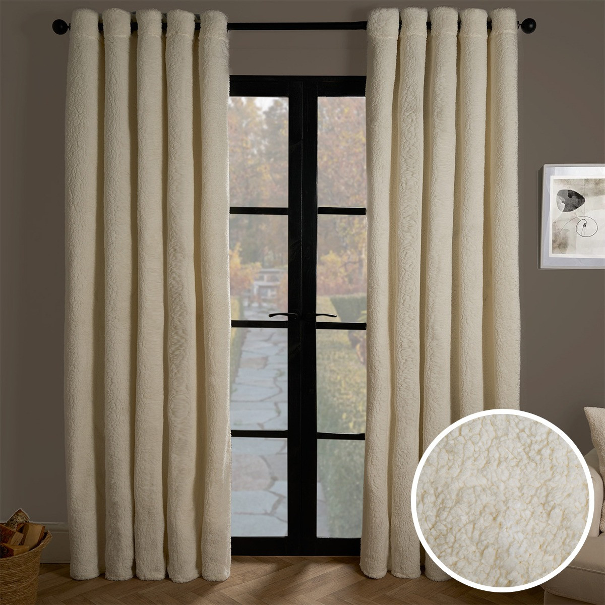 OHS Teddy Thermal Curtains, Cream - 90 x 90">