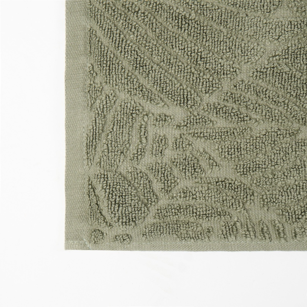 OHS Jacquard Texture Leaf Towel, Sage Green - Bath Towel>