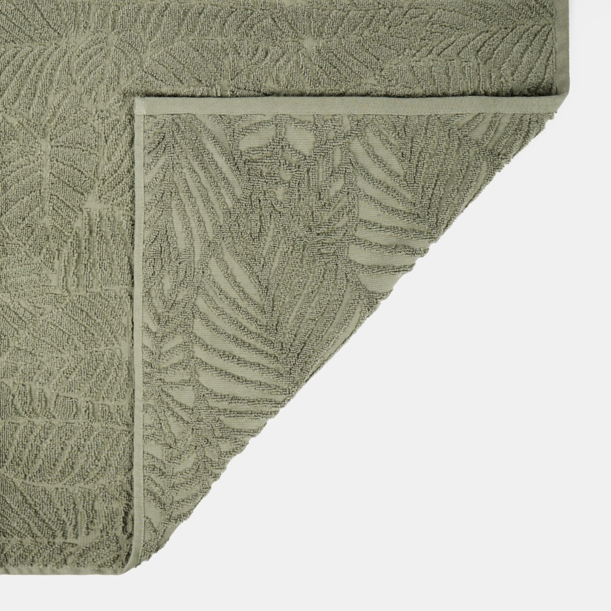 OHS Jacquard Texture Leaf Towel, Sage Green - Bath Towel>
