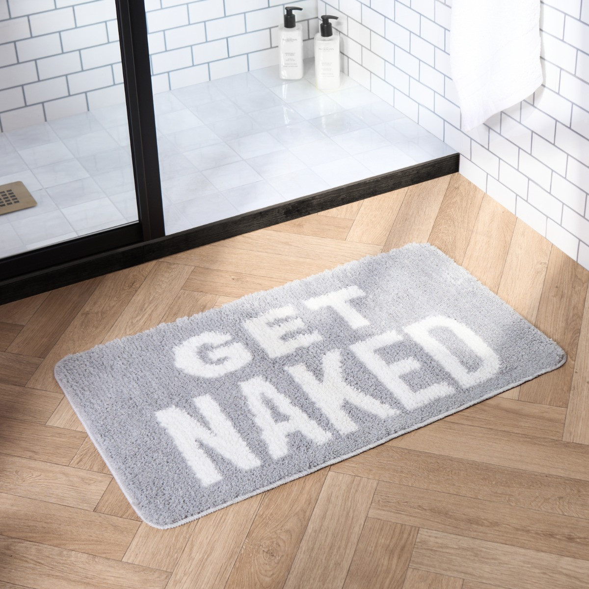 OHS Get Naked Tufted Bath Mat - Grey>