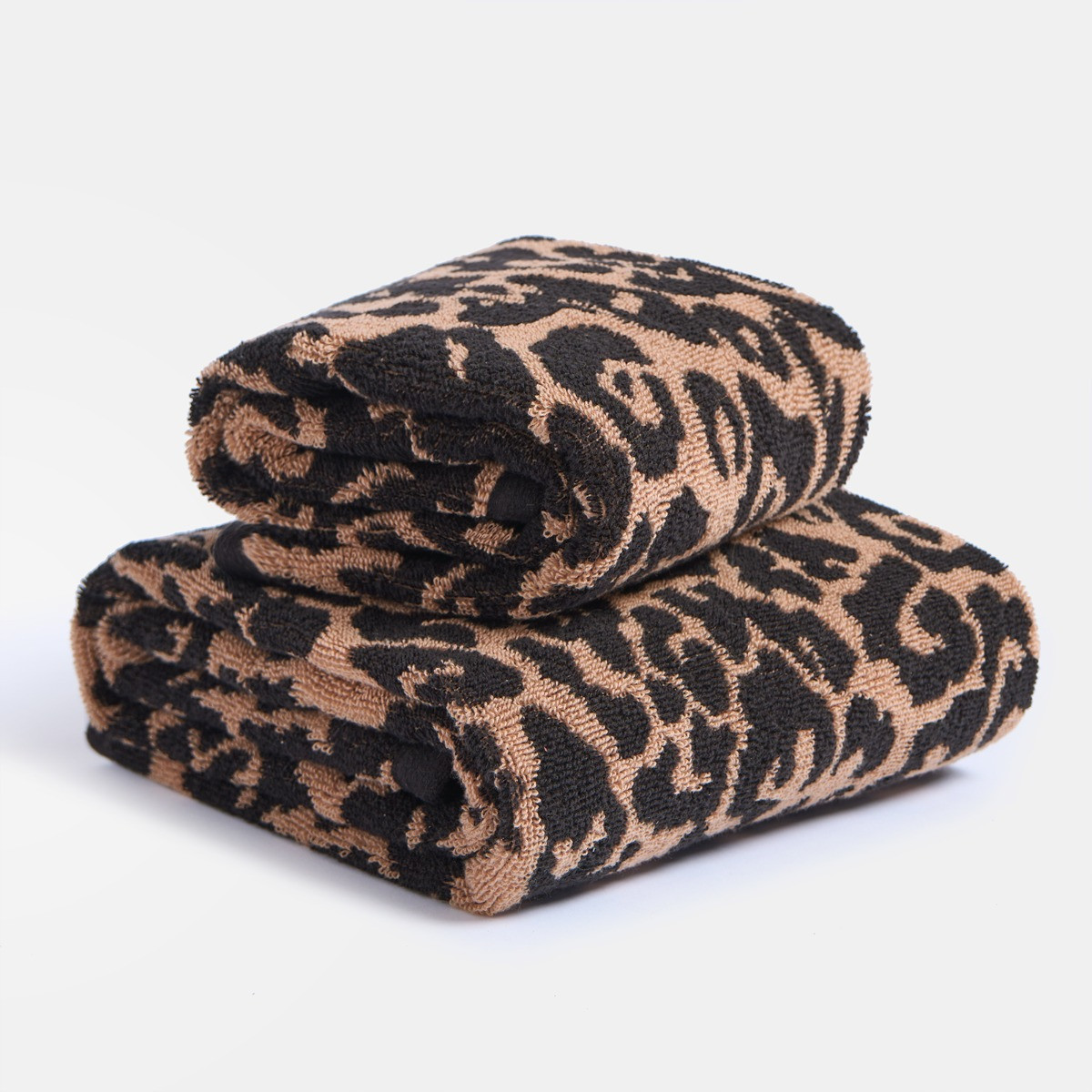 OHS 100% Cotton Jacquard Leopard Hand Towel - Natural>